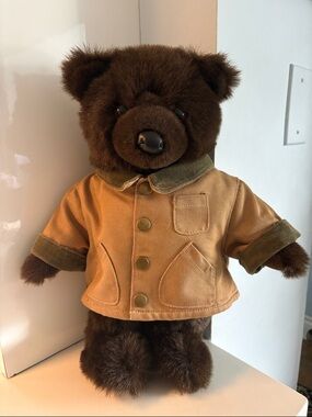 Vintage LL Bean Plush Brown Teddy Bear in Tan Field Coat